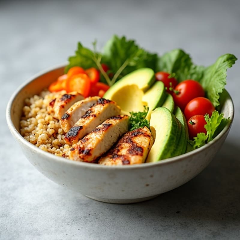 Grilled Chicken and Quinoa Bowl with Crunchy Vegetables