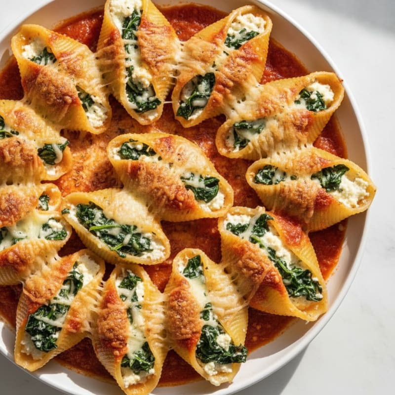 Baked Spinach Ricotta Stuffed Shells
