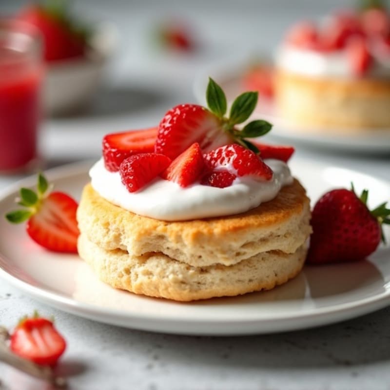 Fresh Strawberry Whole Grain Biscuits with Creamy Yogurt Topping