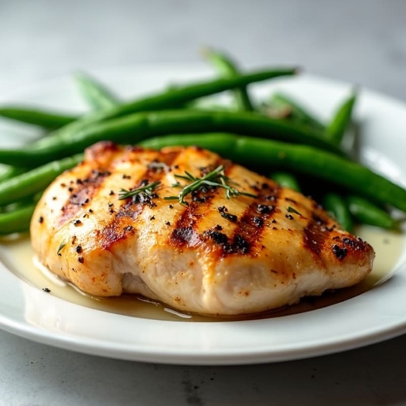 Herb-Grilled Chicken Thighs with Steamed Green Beans