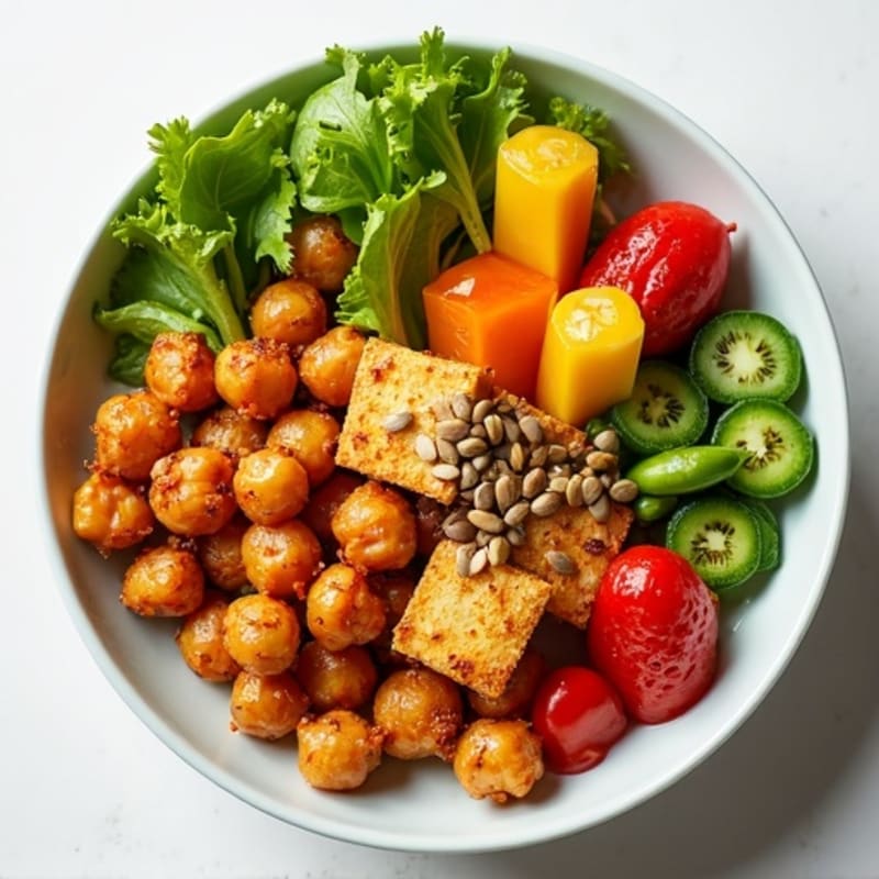 Crispy Roasted Chickpea and Fresh Vegetable Bowl