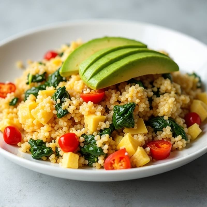 Chicken Egg White Scramble with Spinach and Quinoa