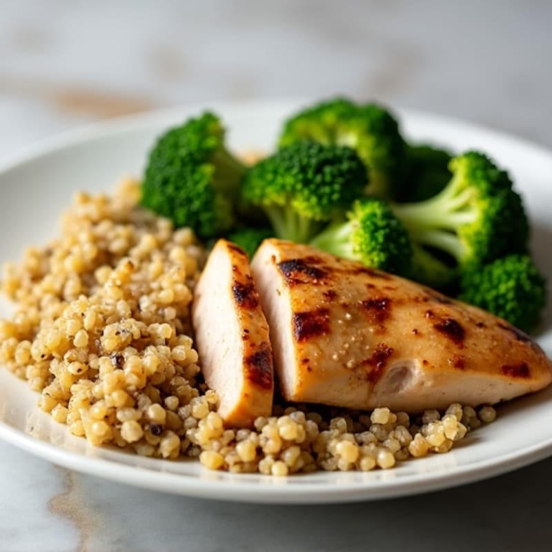 Grilled Chicken Breast with Quinoa and Steamed Broccoli