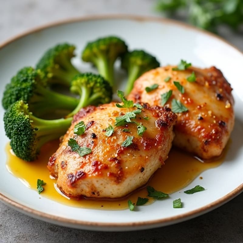 Crispy Lemon-Herb Chicken Thighs with Roasted Broccoli and Sweet Potato