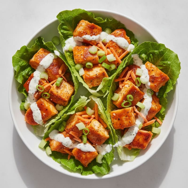 Buffalo Ranch Chicken Lettuce Wraps