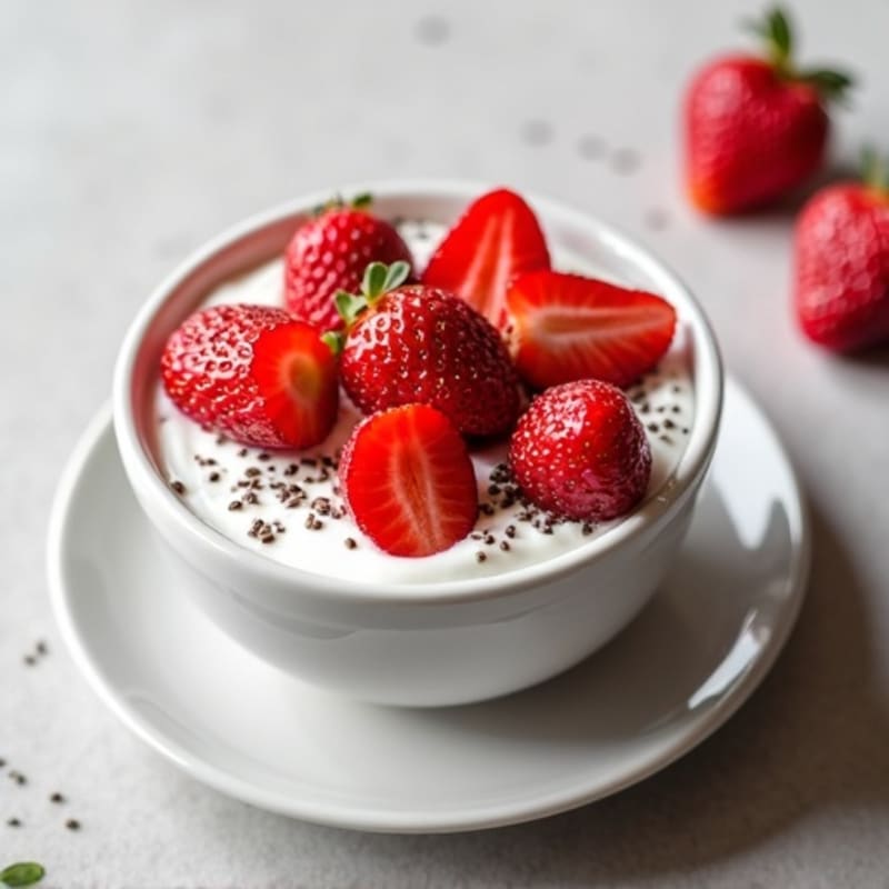 Greek Yogurt with Fresh Strawberries and Chia Seeds