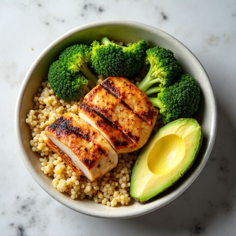 Grilled Chicken and Quinoa Power Bowl with Roasted Broccoli