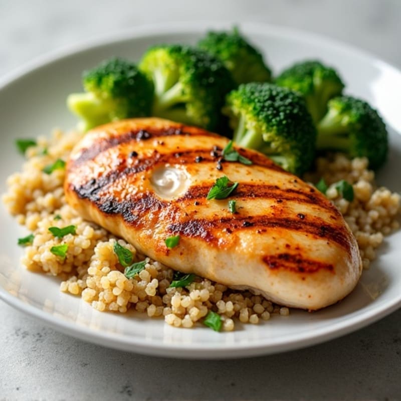 Grilled Chicken Breast with Quinoa and Steamed Broccoli