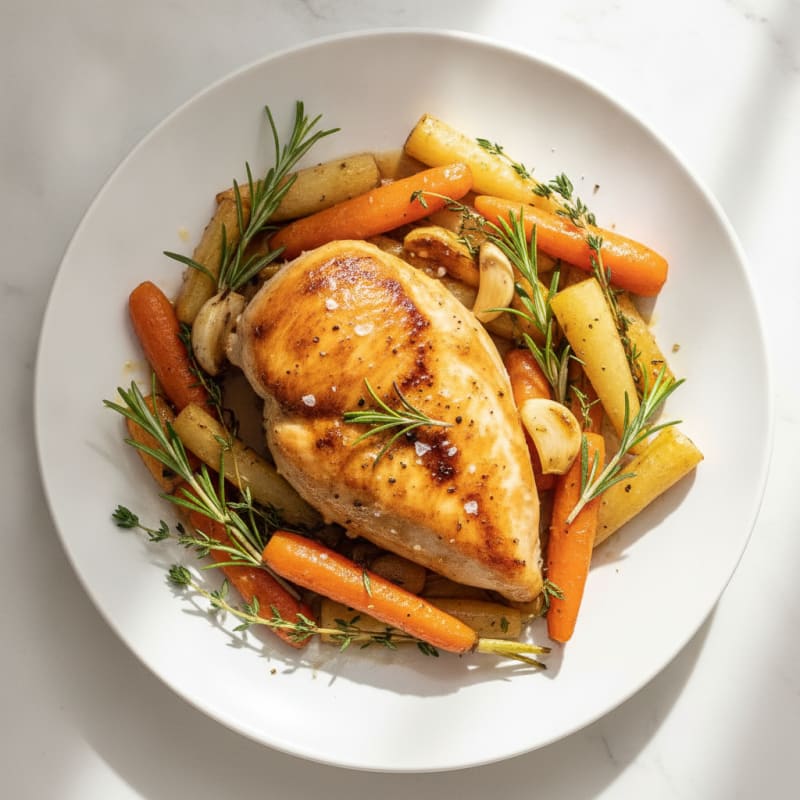 Garlic Herb Roasted Chicken with Root Vegetables