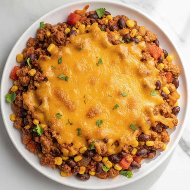 Cheesy Beef Taco Bake with Corn