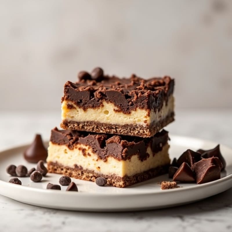 Dark Chocolate Greek Yogurt Cheesecake Bars