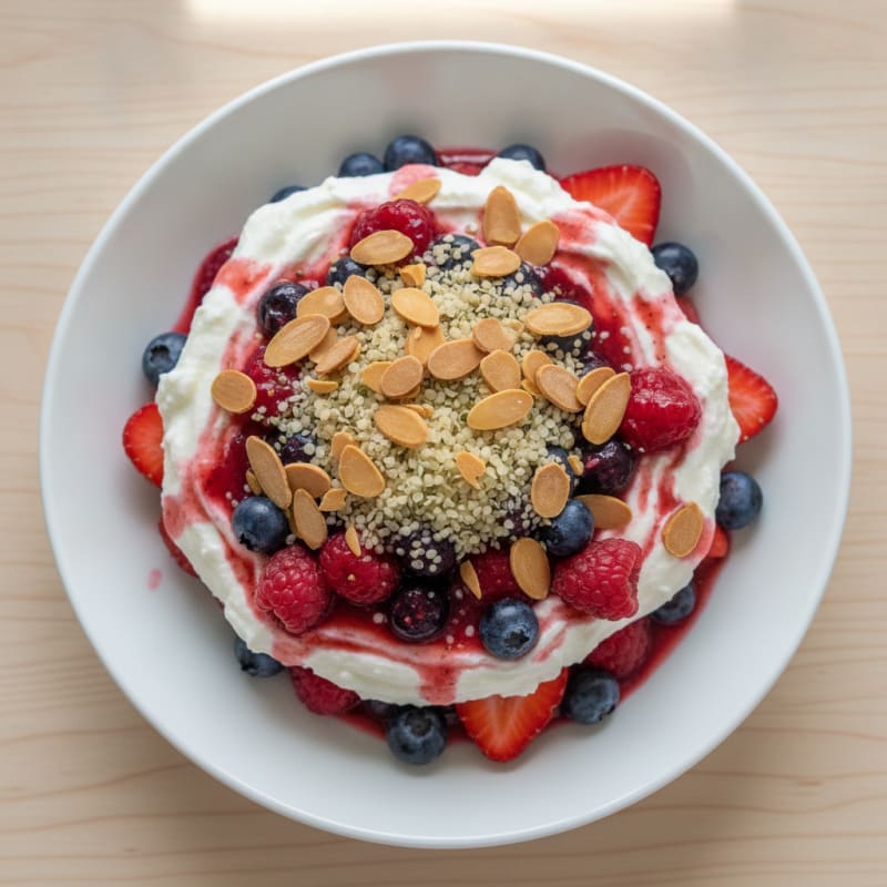 Greek Yogurt Protein Parfait with Mixed Berries