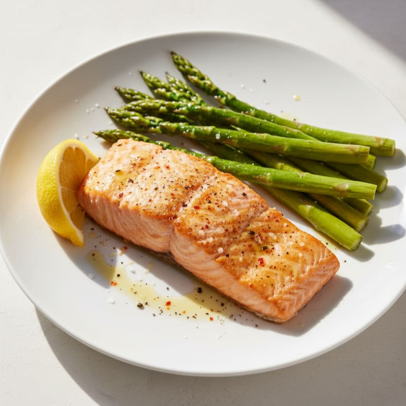 Air-Fried Salmon with Asparagus