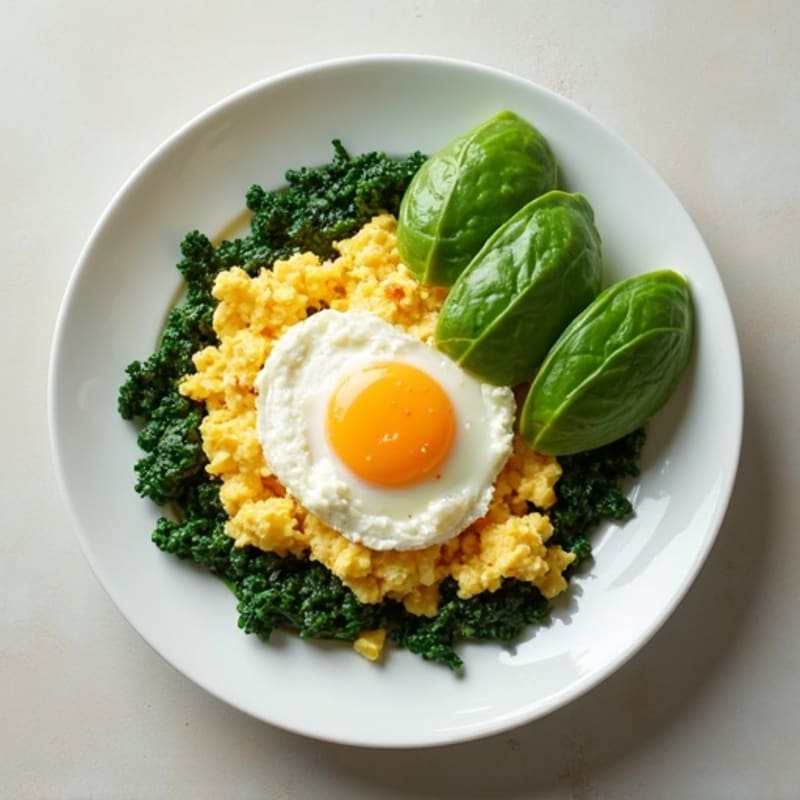 Cottage Cheese and Egg White Scramble with Sautéed Spinach