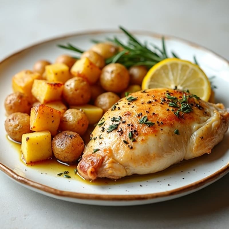Lemon Herb Roasted Chicken with Crispy Roasted Potatoes