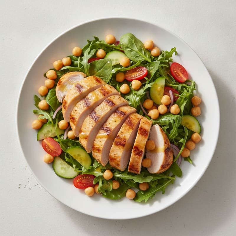 Grilled Turkey Breast Salad with Chickpeas and Lemon Vinaigrette
