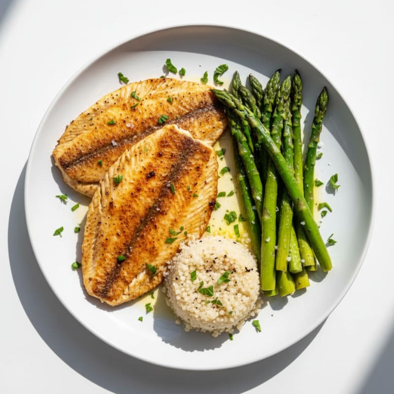 Pan-Seared Tilapia with Roasted Asparagus