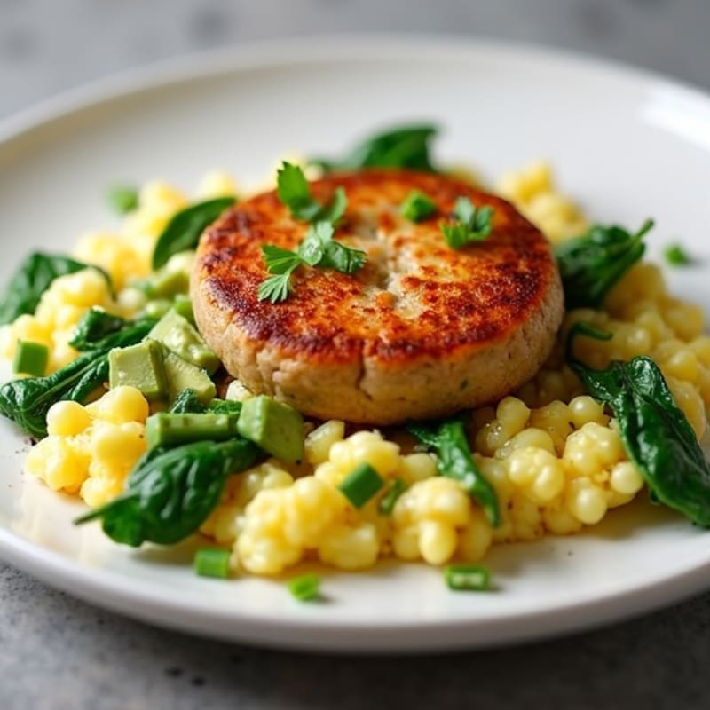 Egg White Scramble with Turkey Sausage and Spinach