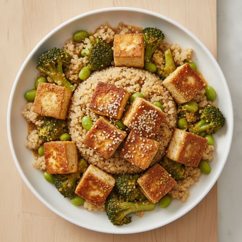 Crispy Tofu Stir-Fry with Broccoli and Quinoa