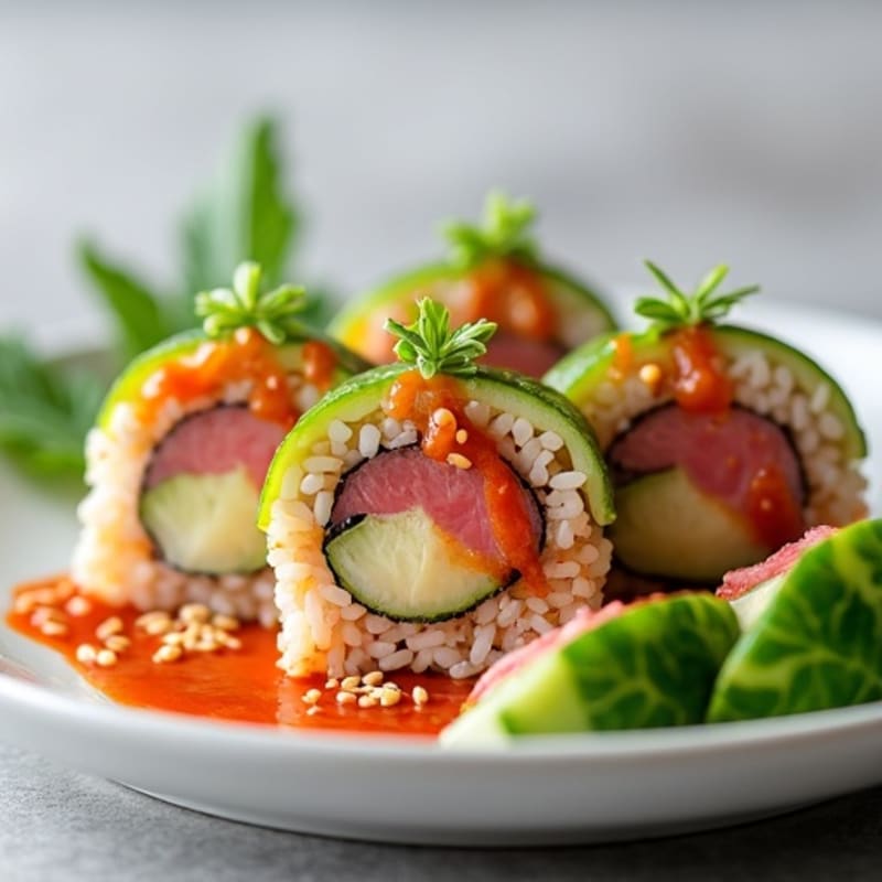 Spicy Tuna and Cucumber Roll with Brown Rice