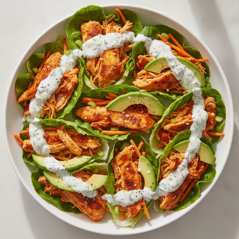Buffalo Ranch Chicken Lettuce Wraps