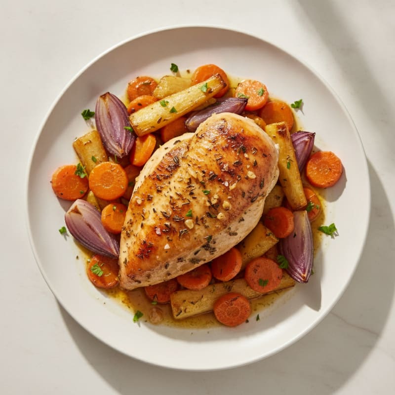 Garlic Herb Roasted Chicken with Root Vegetables