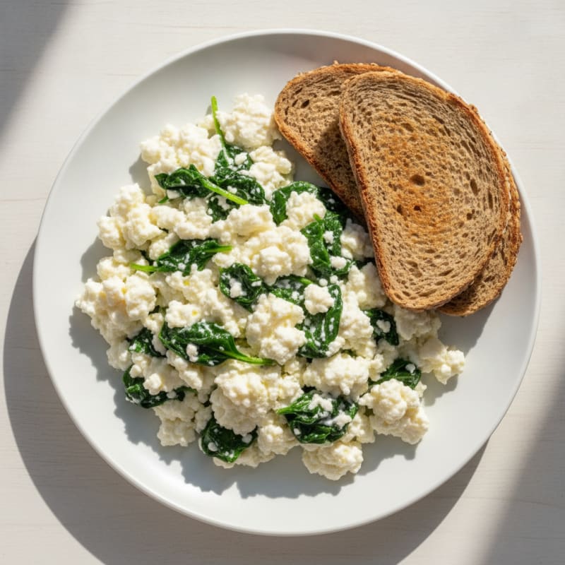 Egg White and Cottage Cheese Scramble with Spinach