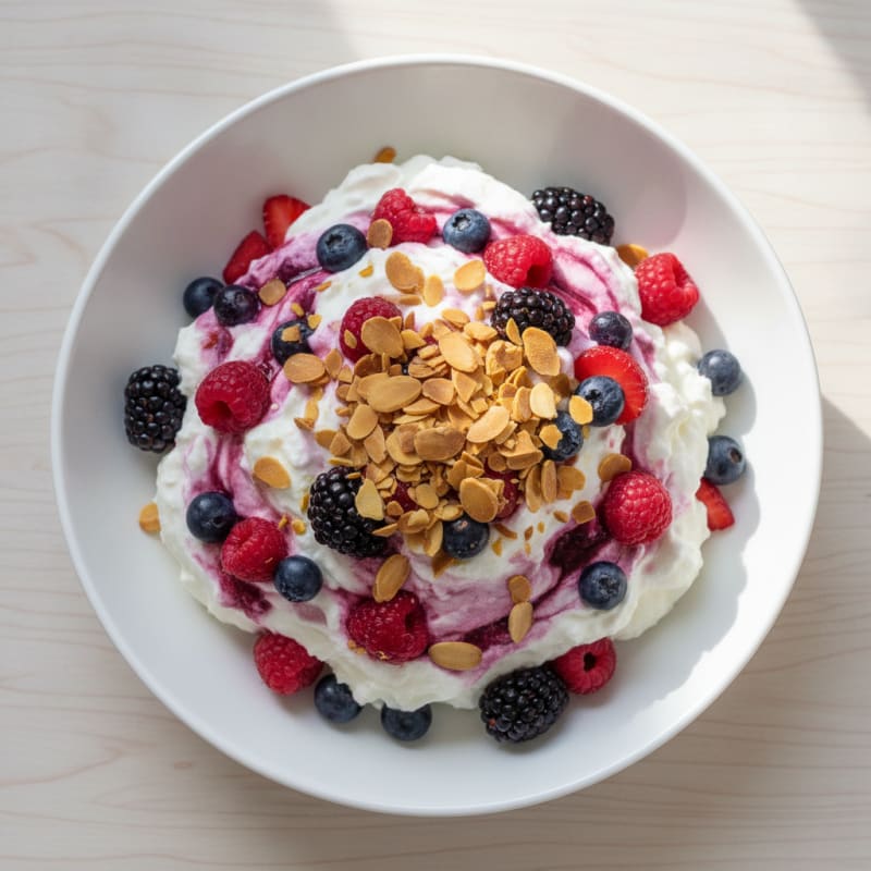 Silky Greek Yogurt Protein Mousse with Mixed Berries