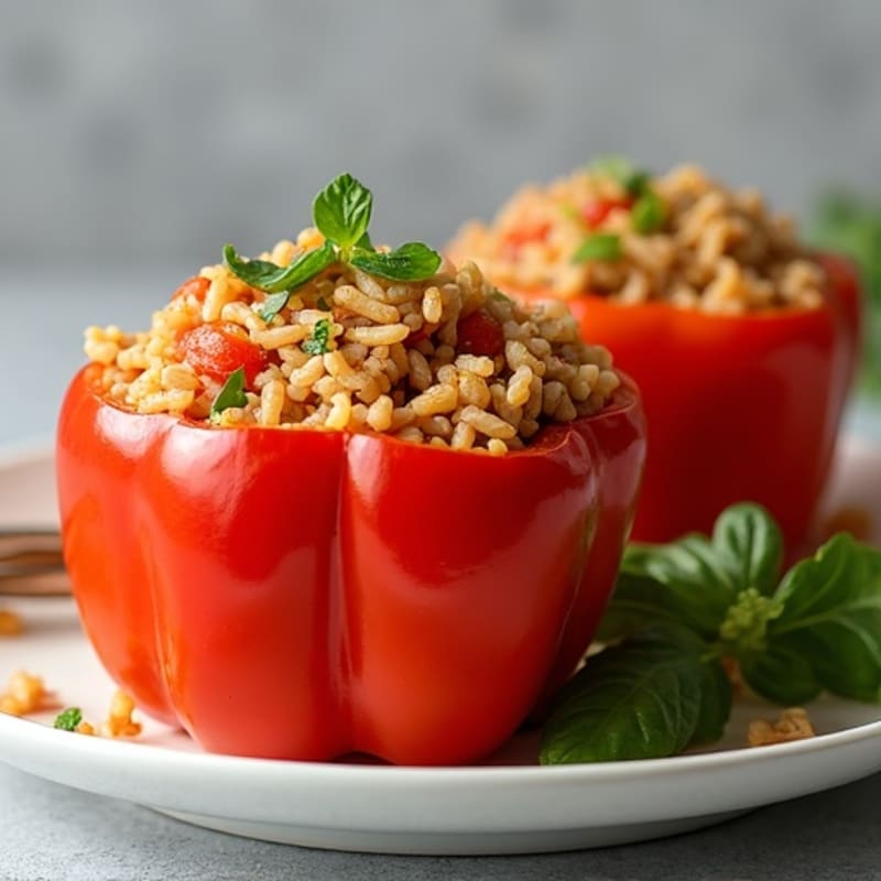 Hearty Baked Lean Ground Turkey and Rice Stuffed Bell Peppers