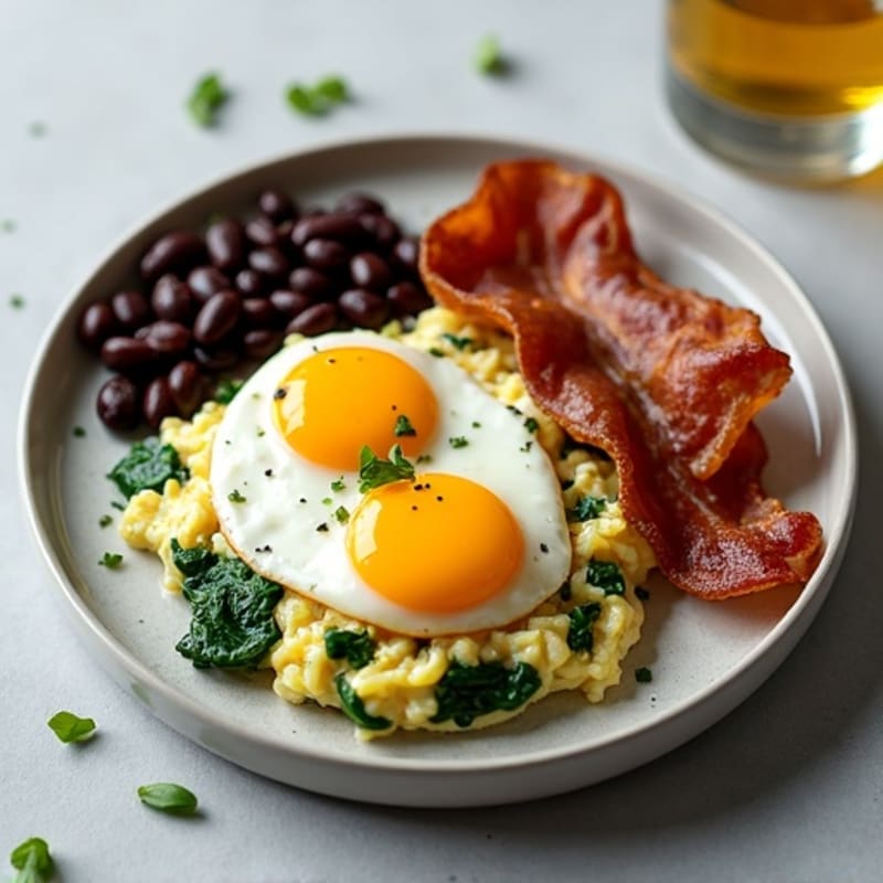 Egg White Scramble with Spinach and Turkey Bacon