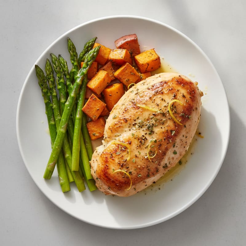 Lemon Herb Roasted Chicken with Asparagus