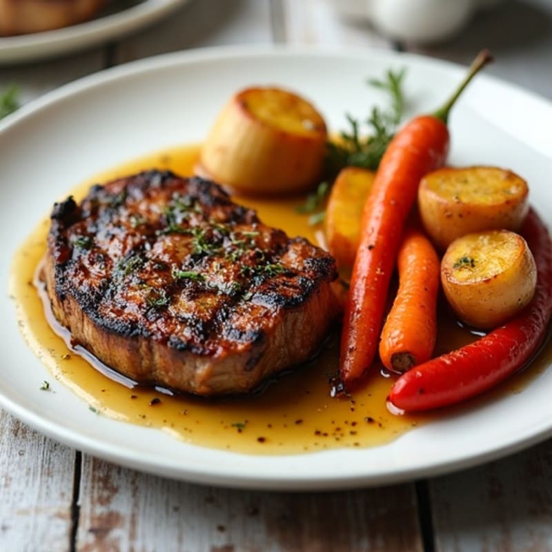 Lean Grilled Elk with Roasted Root Vegetables