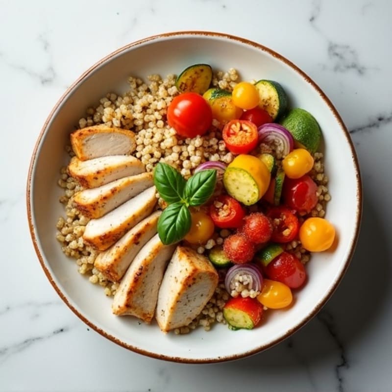 Grilled Chicken and Quinoa Bowl with Roasted Vegetables