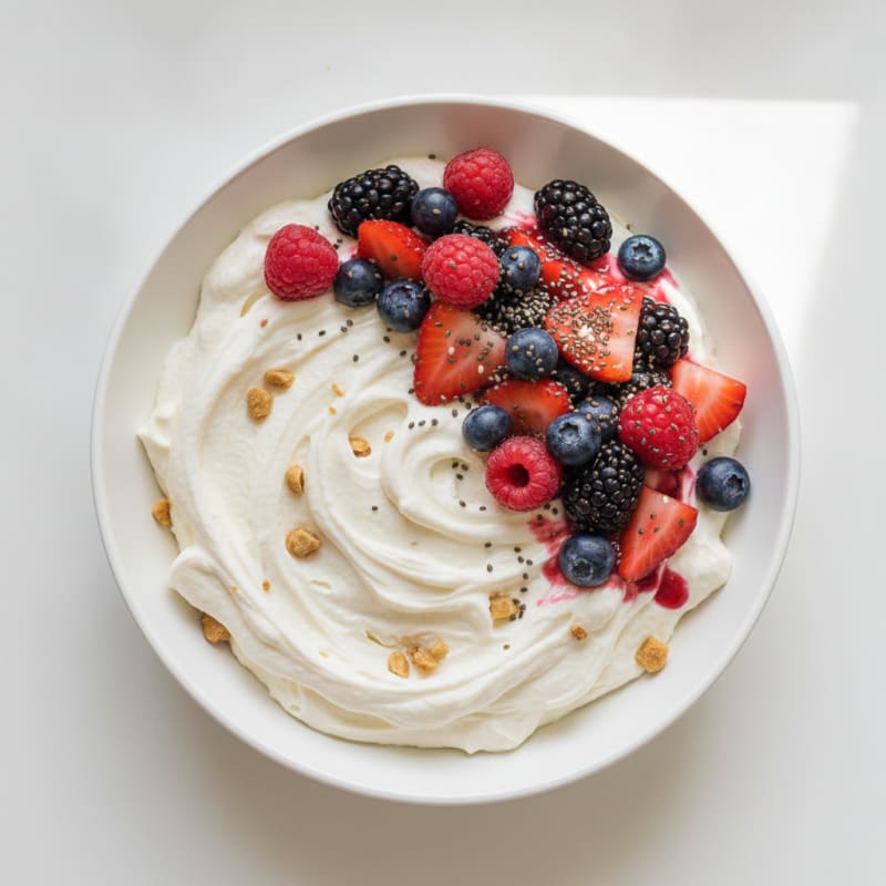 Silky Greek Yogurt Protein Mousse with Mixed Berries