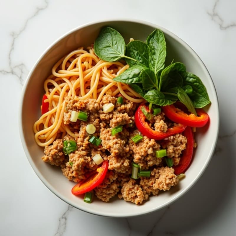 Spicy Ginger-Garlic Ground Turkey Noodle Bowl
