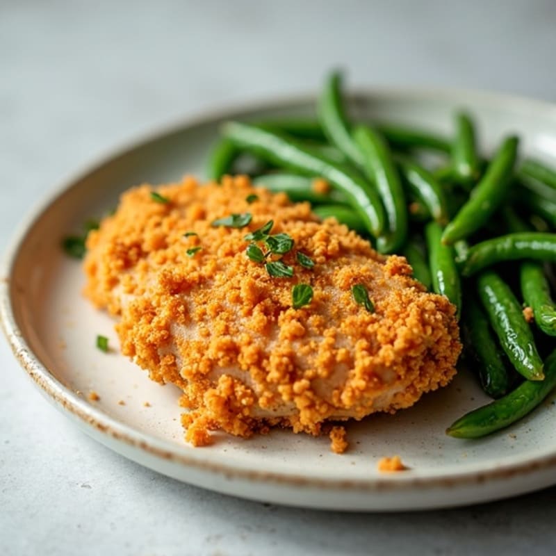 Crispy Buttermilk Baked Chicken with Roasted Green Beans