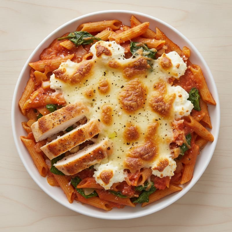 Chicken and Four Cheese Pasta Bake