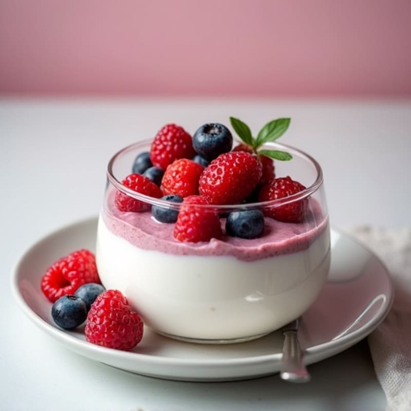 Silky Greek Yogurt Protein Pudding with Mixed Berries