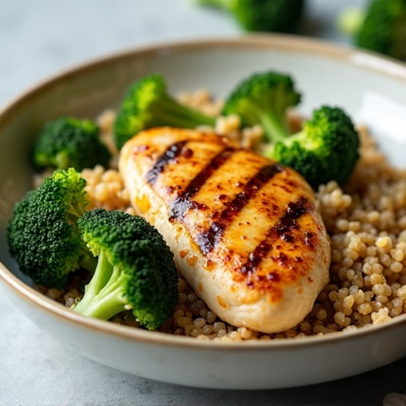 Grilled Chicken Breast with Roasted Broccoli and Quinoa