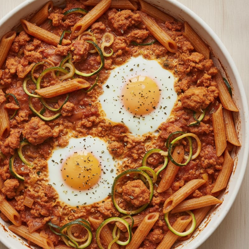 Baked Eggs with Zucchini Noodles
