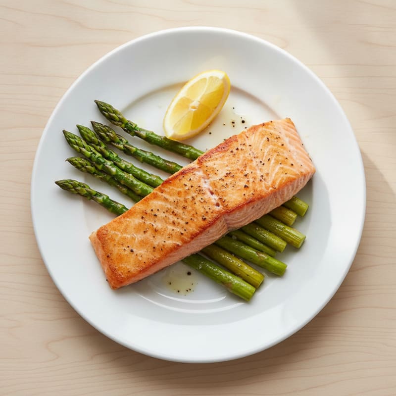 Pan-Seared Salmon with Roasted Asparagus
