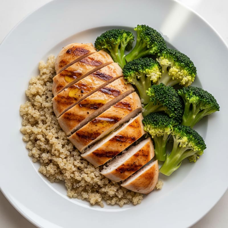 Grilled Chicken Breast with Quinoa and Steamed Broccoli