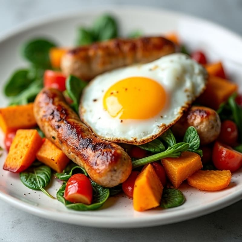 Herb-Roasted Chicken Sausage Breakfast Hash with Sweet Potatoes
