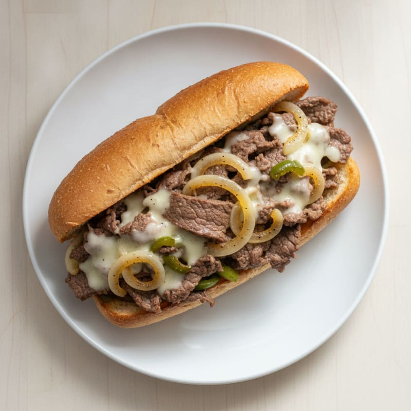 Philly Cheesesteak Sandwich with Caramelized Onions