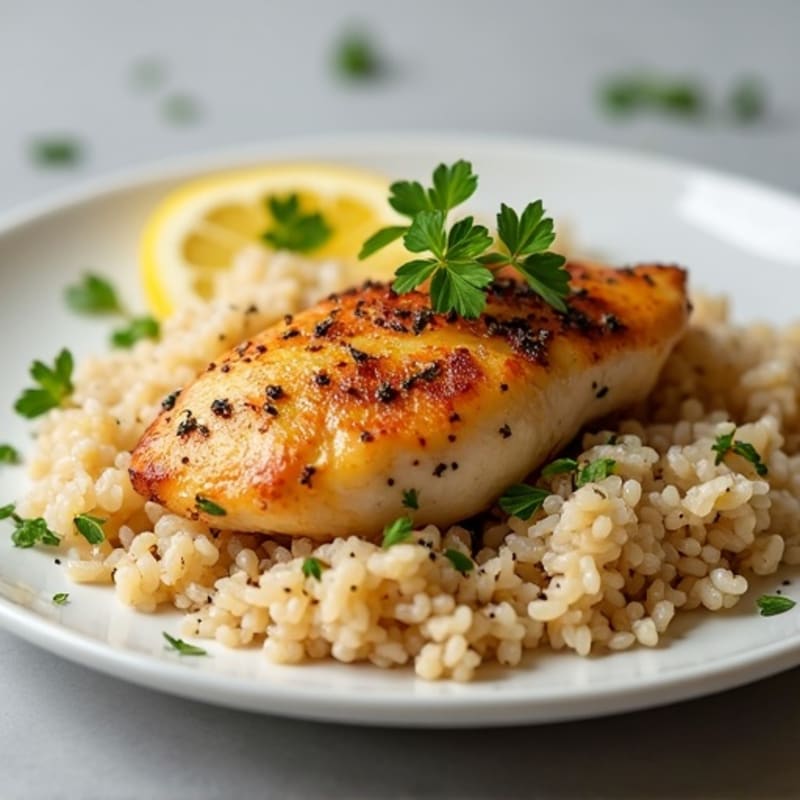 Lemon Herb Roasted Chicken with Fluffy Brown Rice
