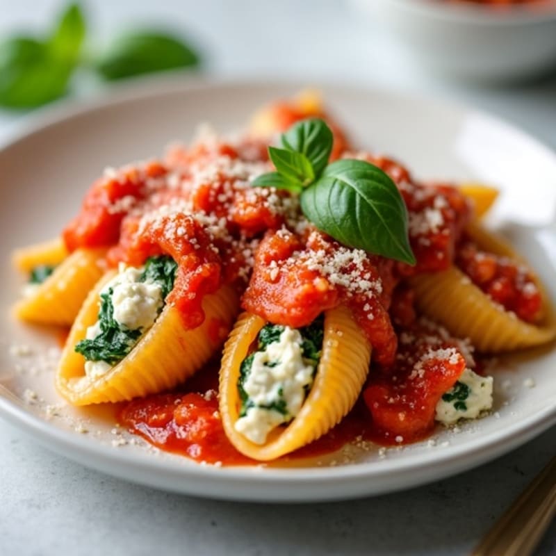 Creamy Ricotta-Spinach Stuffed Pasta Shells