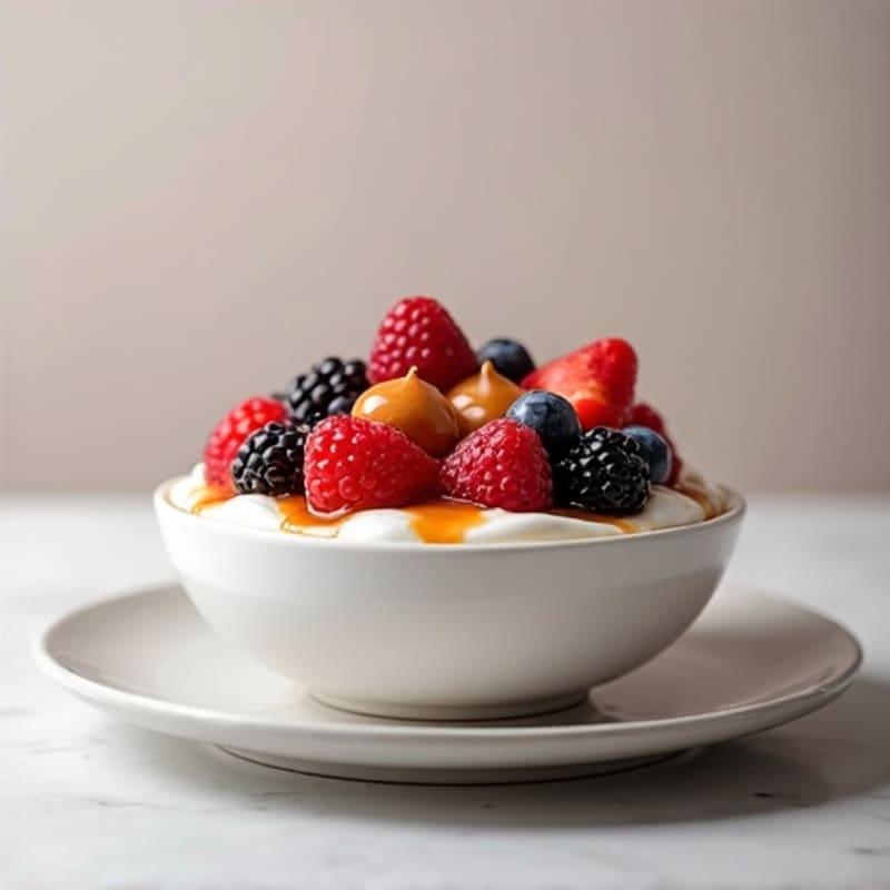 Greek Yogurt Protein Bowl with Mixed Berries and Almond Butter