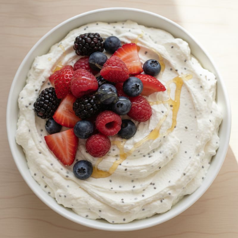 Silky Greek Yogurt Protein Mousse with Mixed Berries