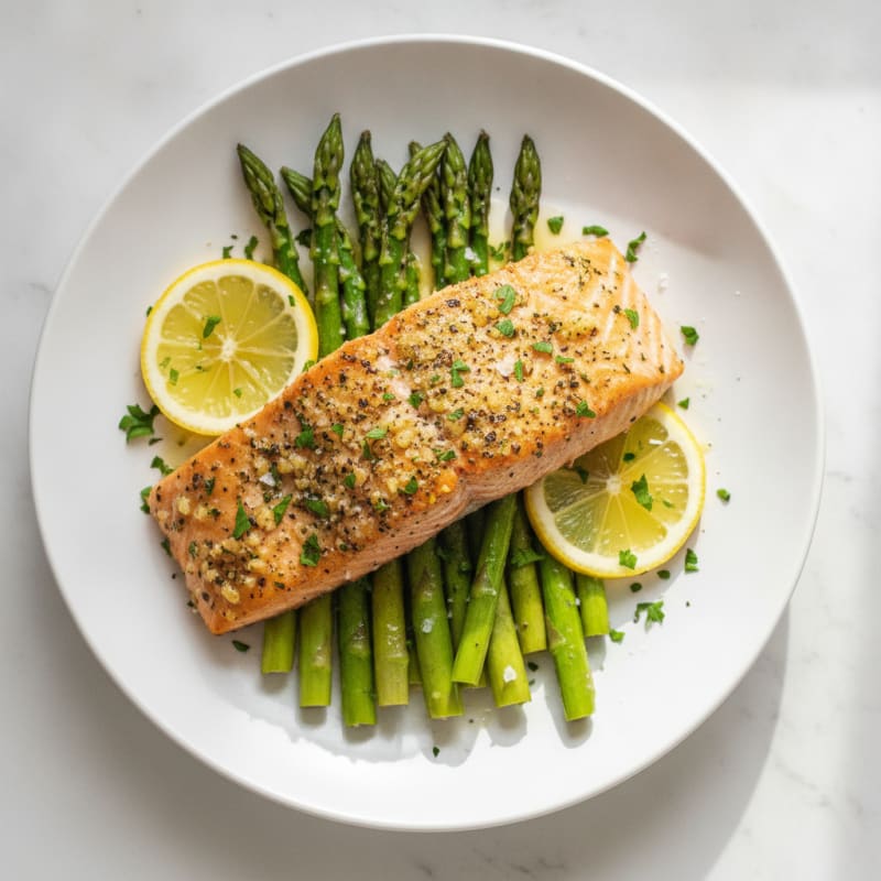 Garlic-Herb Roasted Salmon with Asparagus