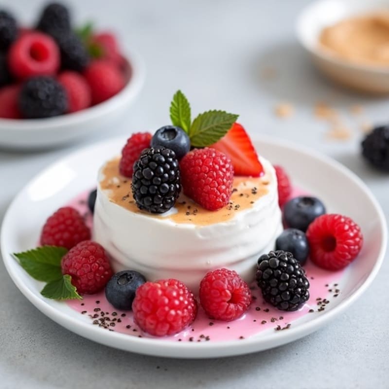 Greek Yogurt Protein Mousse with Mixed Berries and Collagen Peptides